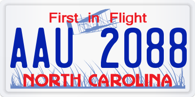 NC license plate AAU2088