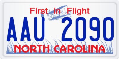 NC license plate AAU2090