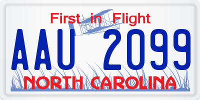 NC license plate AAU2099