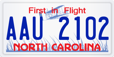 NC license plate AAU2102