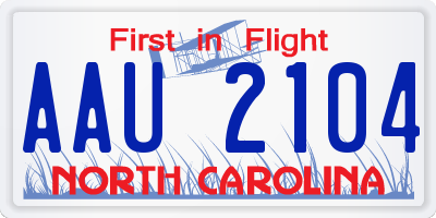 NC license plate AAU2104
