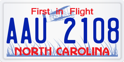 NC license plate AAU2108