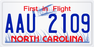 NC license plate AAU2109