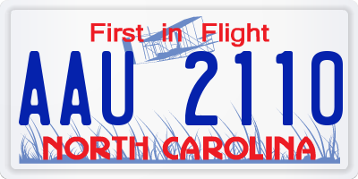 NC license plate AAU2110