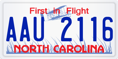 NC license plate AAU2116