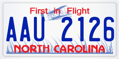 NC license plate AAU2126