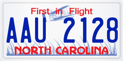 NC license plate AAU2128