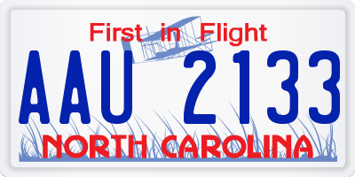 NC license plate AAU2133