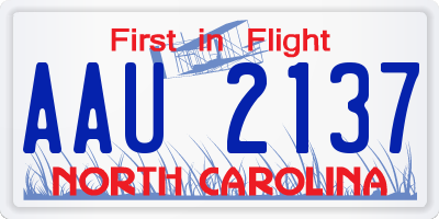 NC license plate AAU2137