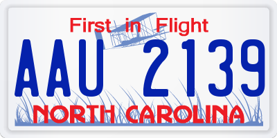 NC license plate AAU2139