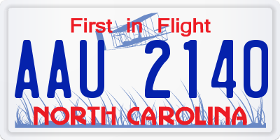 NC license plate AAU2140