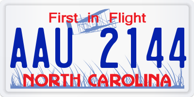 NC license plate AAU2144