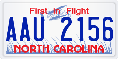 NC license plate AAU2156