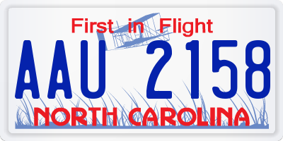 NC license plate AAU2158