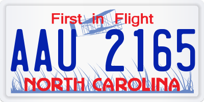 NC license plate AAU2165