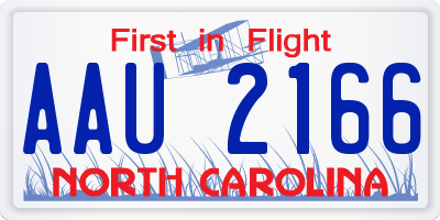 NC license plate AAU2166