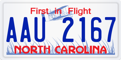 NC license plate AAU2167