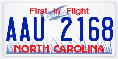 NC license plate AAU2168