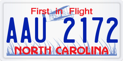 NC license plate AAU2172