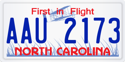 NC license plate AAU2173