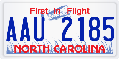 NC license plate AAU2185