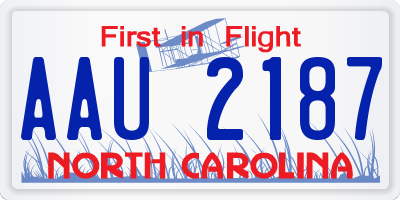 NC license plate AAU2187
