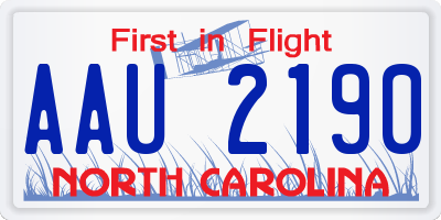 NC license plate AAU2190