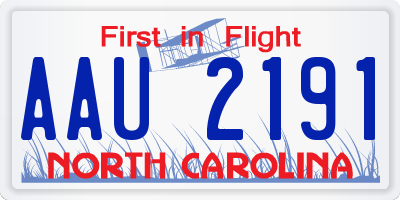 NC license plate AAU2191