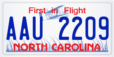 NC license plate AAU2209