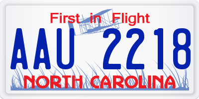 NC license plate AAU2218