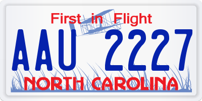 NC license plate AAU2227