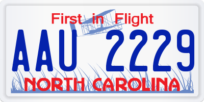NC license plate AAU2229
