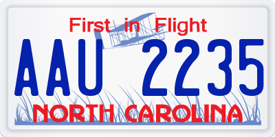 NC license plate AAU2235