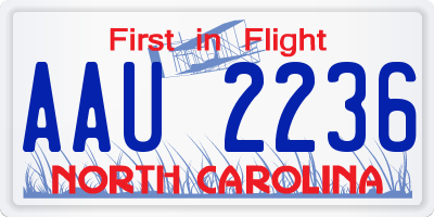 NC license plate AAU2236
