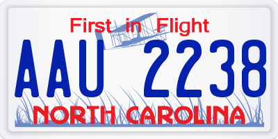 NC license plate AAU2238