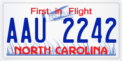 NC license plate AAU2242