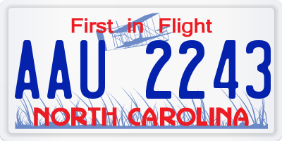 NC license plate AAU2243