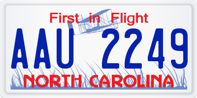 NC license plate AAU2249