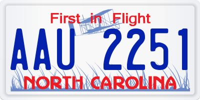 NC license plate AAU2251