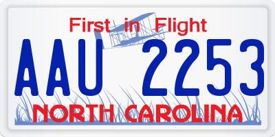 NC license plate AAU2253