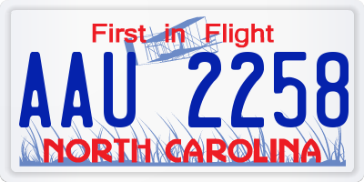 NC license plate AAU2258
