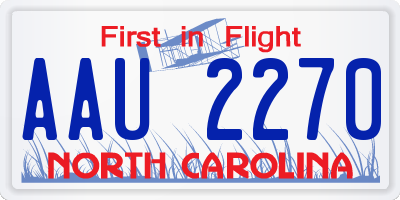 NC license plate AAU2270