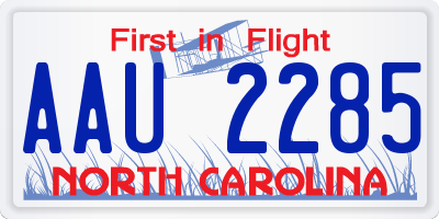 NC license plate AAU2285