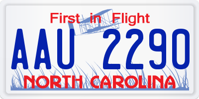 NC license plate AAU2290