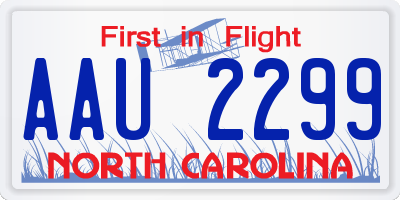 NC license plate AAU2299