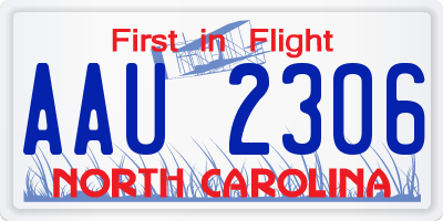 NC license plate AAU2306