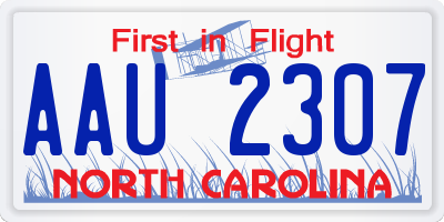 NC license plate AAU2307