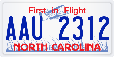 NC license plate AAU2312