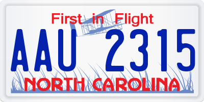 NC license plate AAU2315