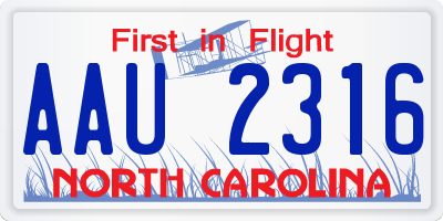 NC license plate AAU2316